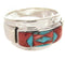 Red Oyster Shell Turquoise Silver Ring Size 8-1/2 Jewelry XS58022